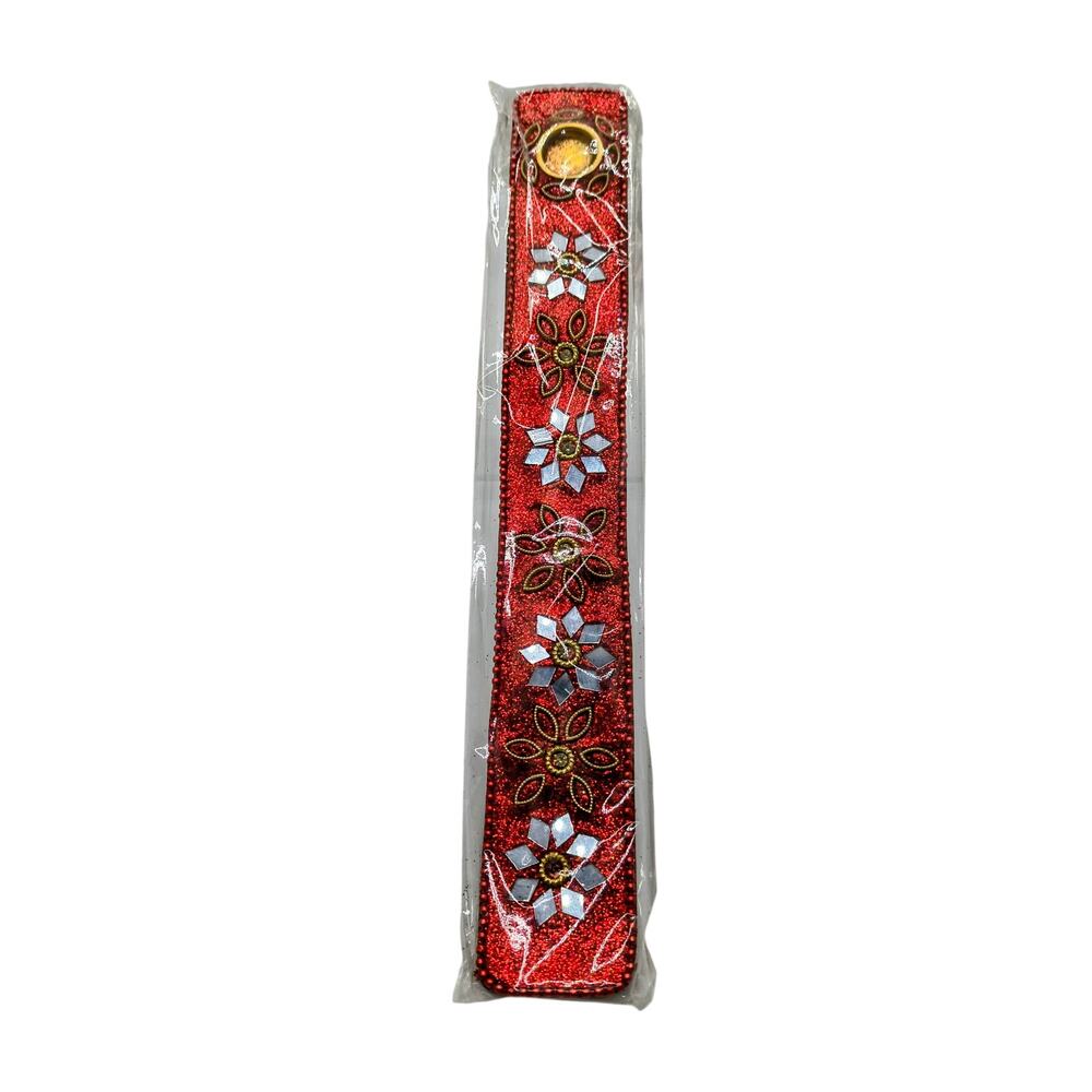 Lacquer & Rhinestone – 11" Stick & Cone Incense Burner, Red & Gold Decorative